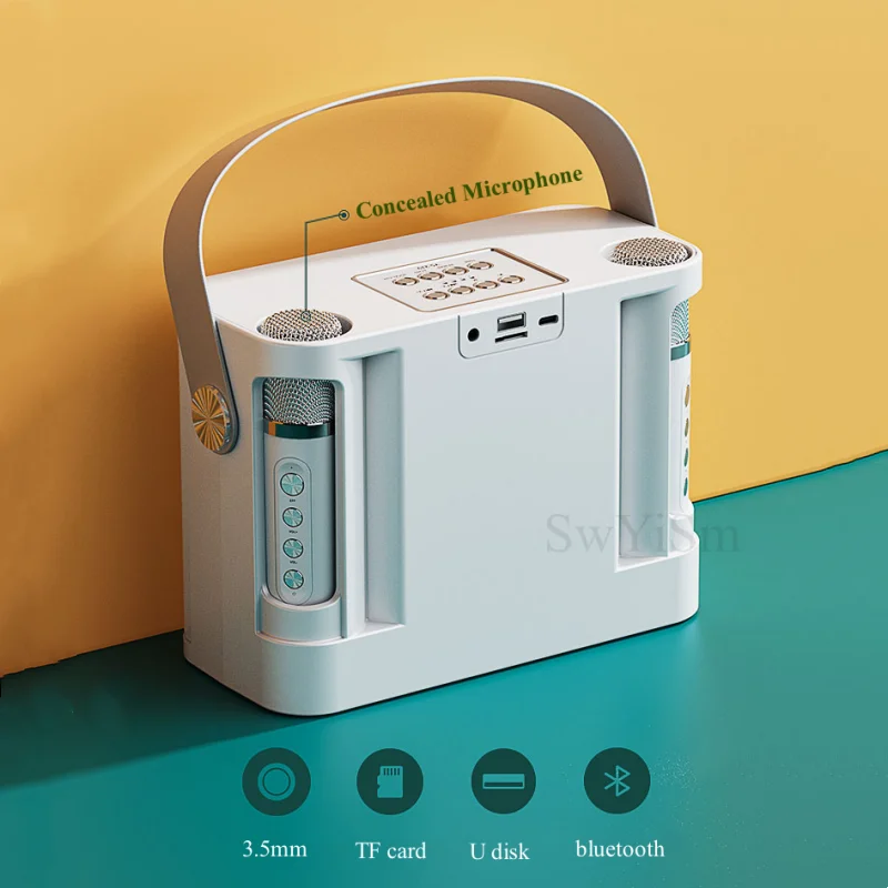 YS-219 Portable Household KTV Bluetooth Speaker Set 100W Peak Power Outdoor Subwoofer Blue Music Box With Mini Wireless Dual Mic |