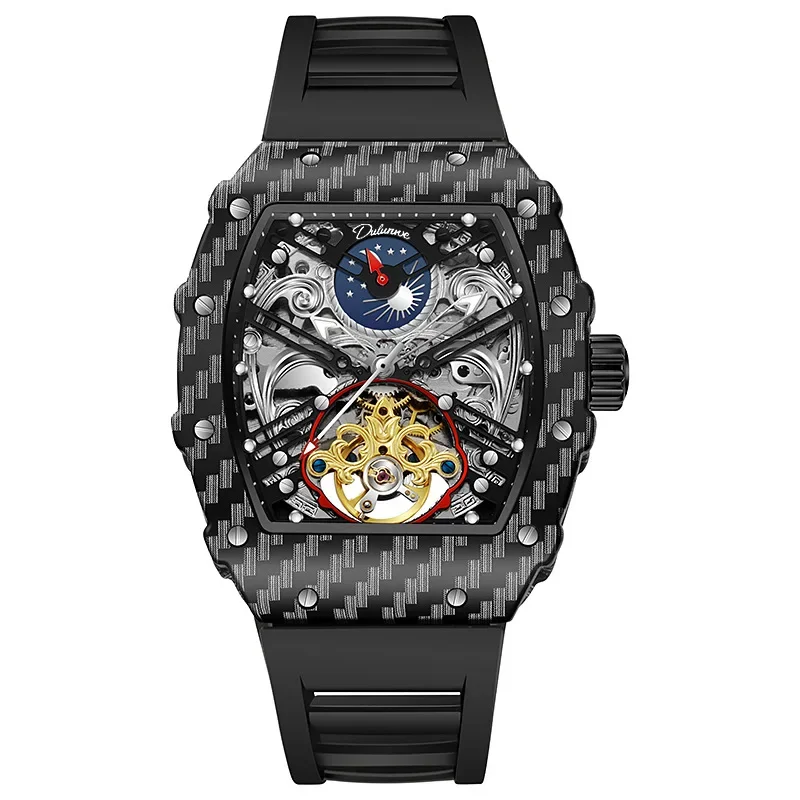 

Richar fully automatic mechanical watch wormhole concept hollowed out waterproof tourbillon men's watch carbon fiber watch