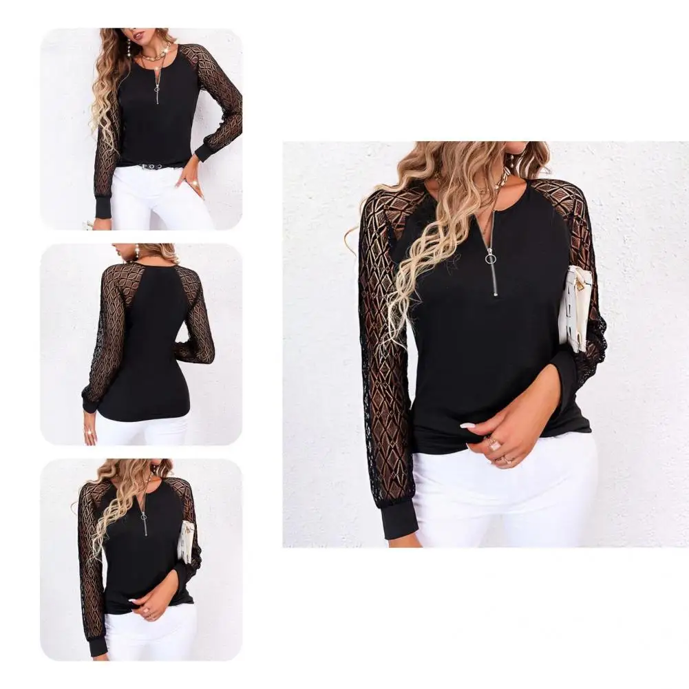 

Просвечивающая шикарная дышащая Весенняя блузка кружевной весенний Топ однотонный для свидания