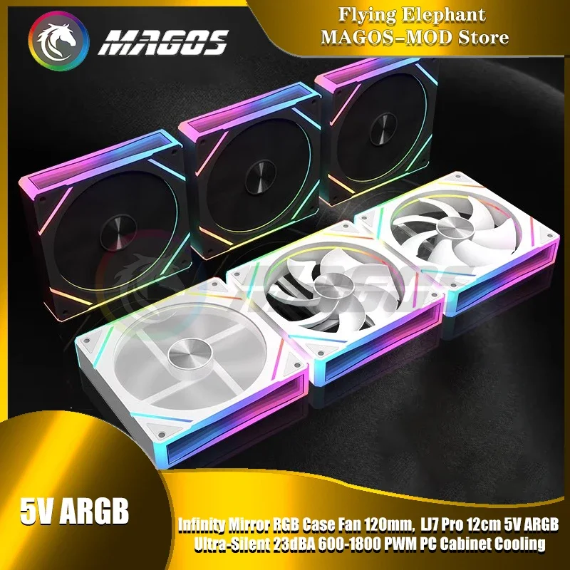 Бесконечное зеркальное RGB-освещение 120 мм LJ7 Pro 12 см 5 В ARGB ультра-тихий 23dBA 600-1800 PWM