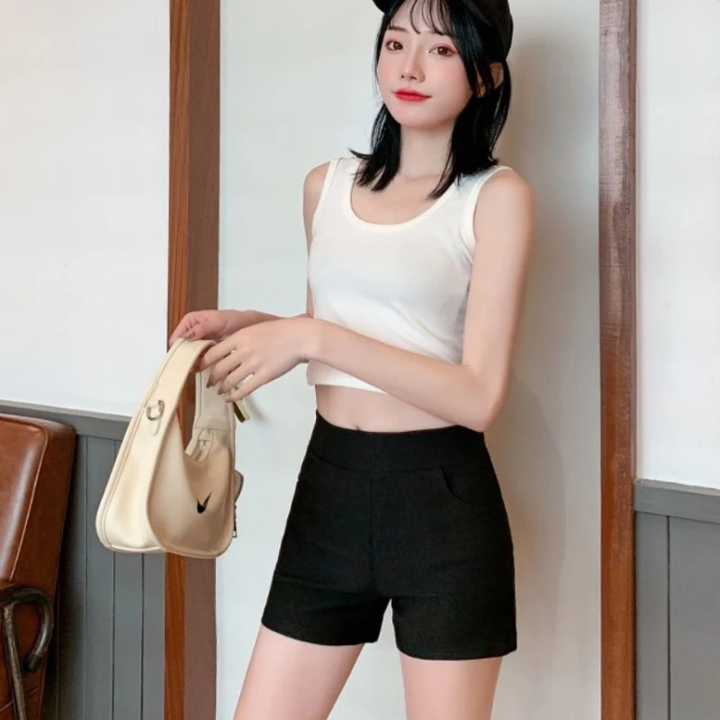 Женские шорты-боксеры короткие брюки для женщин черные облегающие узкие с