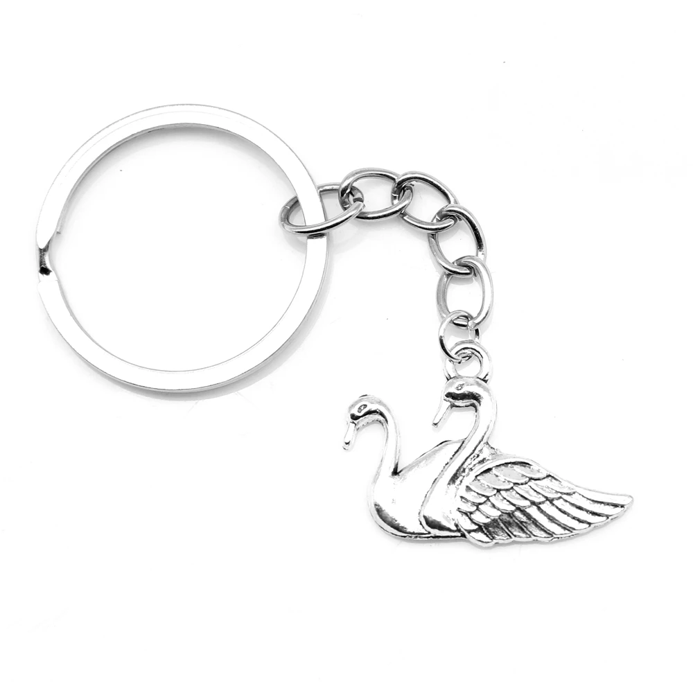 

1pcs Antique Silver Color 20x29mm Swan Keychain Handmade Jewerly Diy