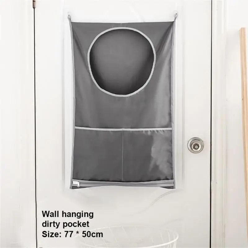 

Bathroom Folding Laundry Basket Organizer For Dirty Clothes Clothes Mesh Storage Bag Household Wall Hanging Basket Frame Bucket