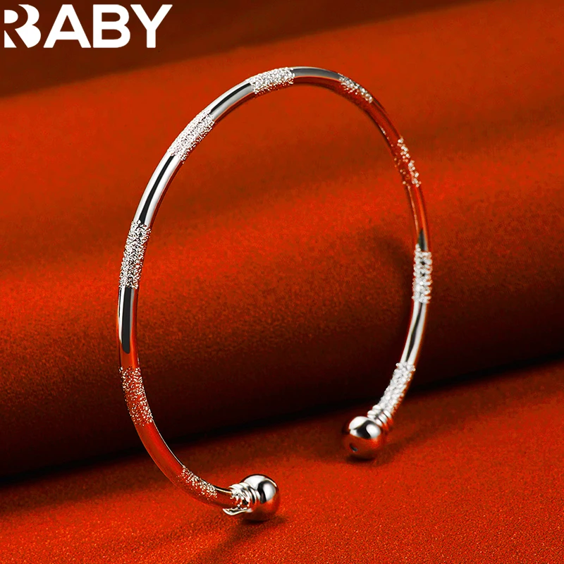 

925 Sterling Silver Smooth Frosting Bracelet Bangles For Woman Man Fashion Charm Jewelry Wedding Engagement Simple Temperament