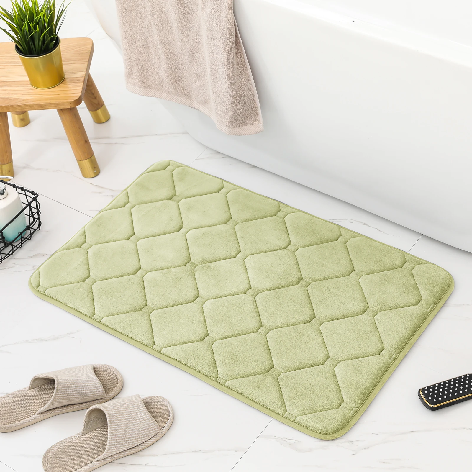 

Non-slip Memory Foam Bath Mat Quick Drying Soft Bathroom Rug Water Absorbent Washable Entrance Doormat for Toilet Living Room