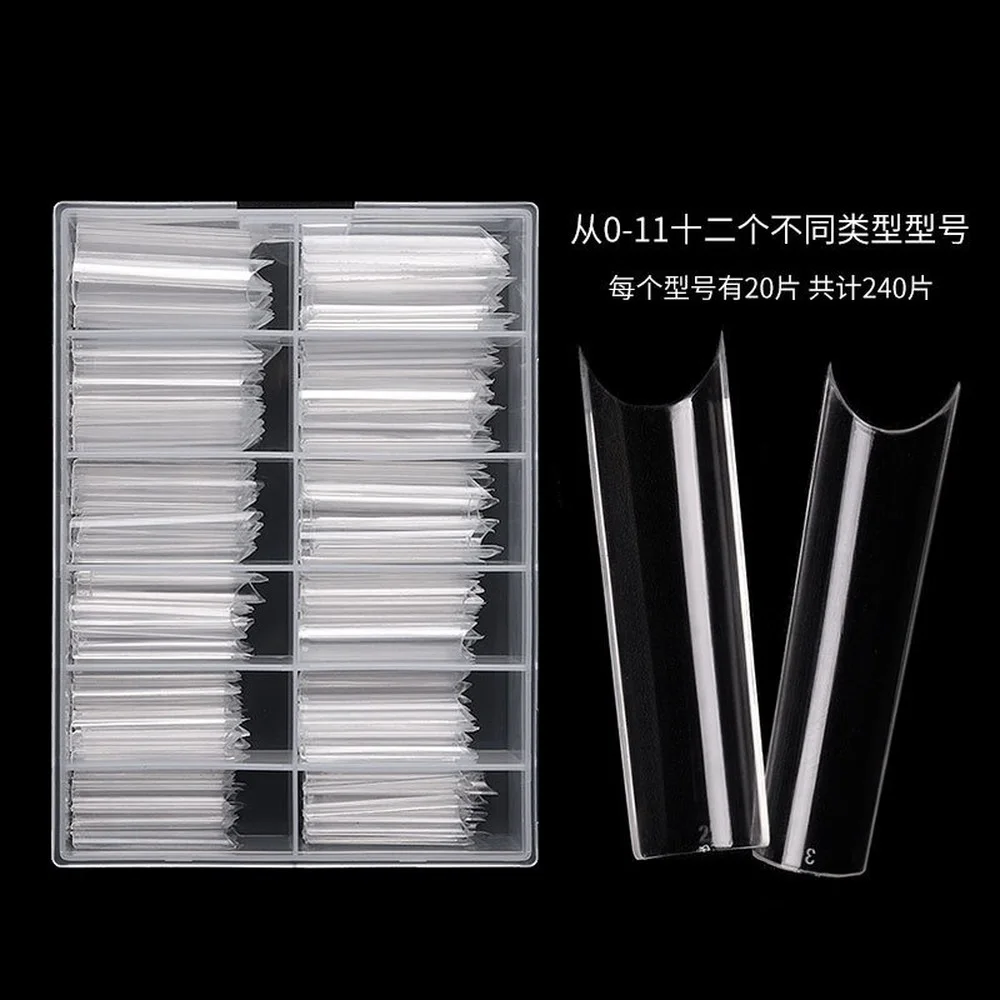 

Nail Art Products C-type Water Pipe Nail Piece Extended French False Nails 240 Pieces Boxed In Stock