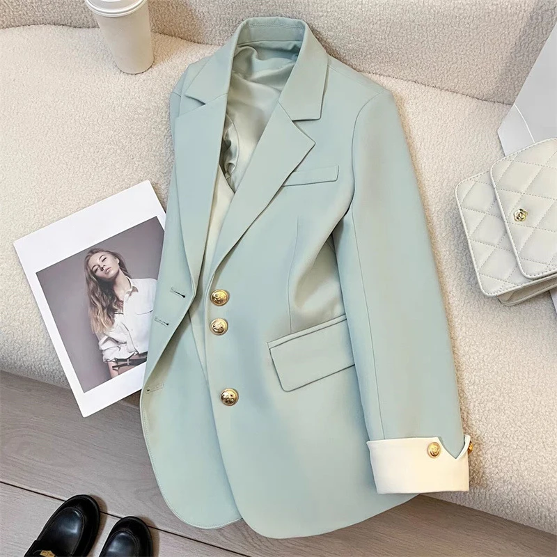 Пиджак повседневный офисный женский элегантный лоскутный однобортный пиджак
