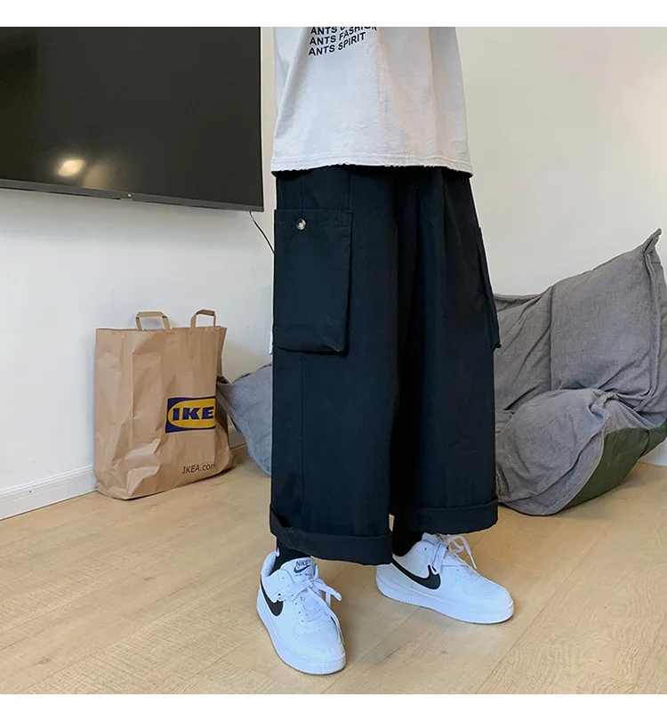 

Men Women Casual New Work Pants Streetwear Loose Legged Multi-pocket Casual Pants Student Straight Loose Legged Wide Leg Pants