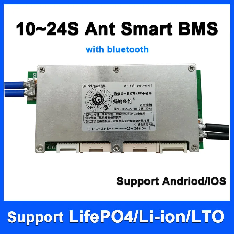 

10S to 24S Ant Smart BMS for Lithium Battery 110A 150A 200A 300A 400A 450A Protection Circuit Board LifePO4/Li-ion/LTO Battery