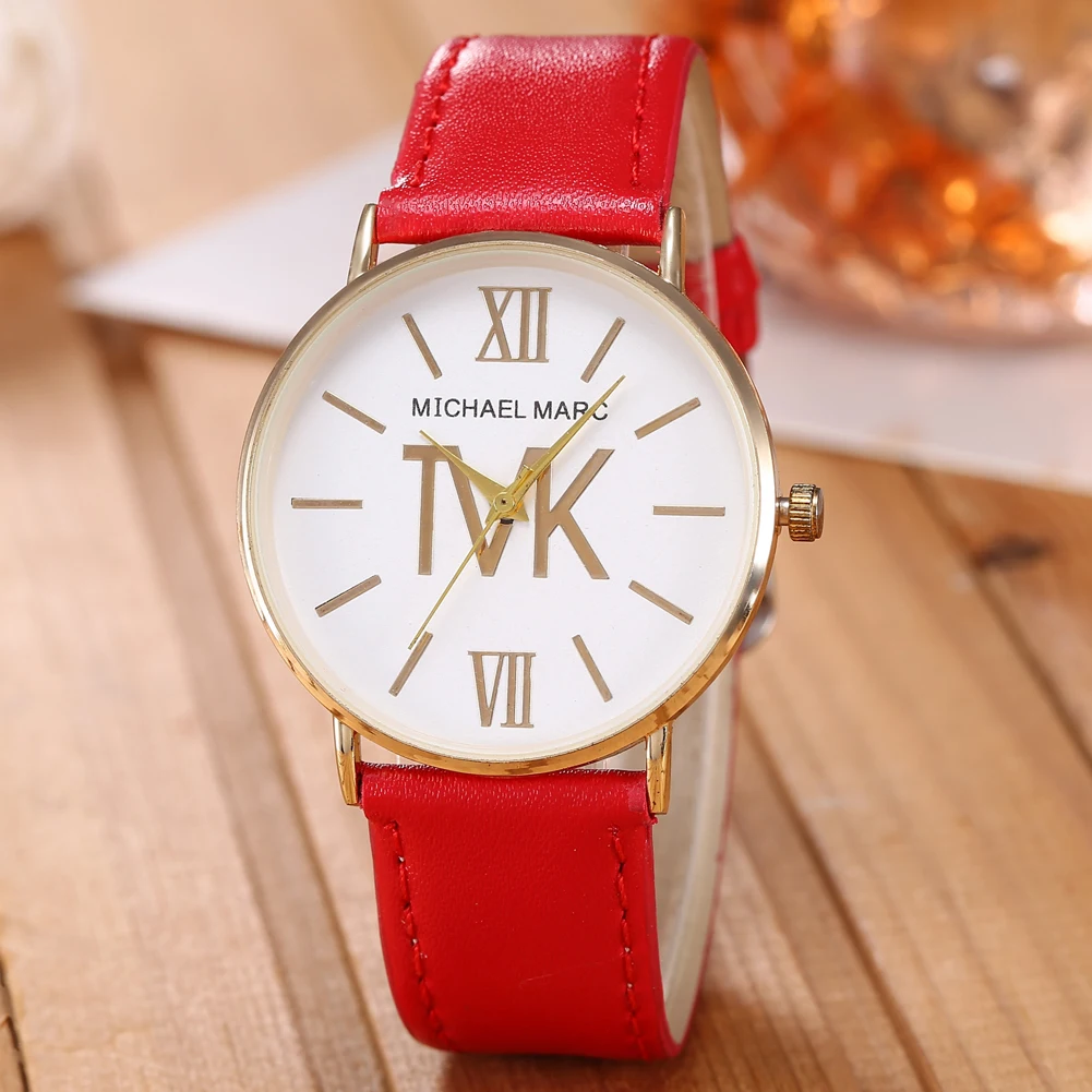 Luxury Brand TVK Women's Watches Fashion Leather Water Resistant Roman Digital Watch Ladies Casual Sport Quartz WristWatch Gift