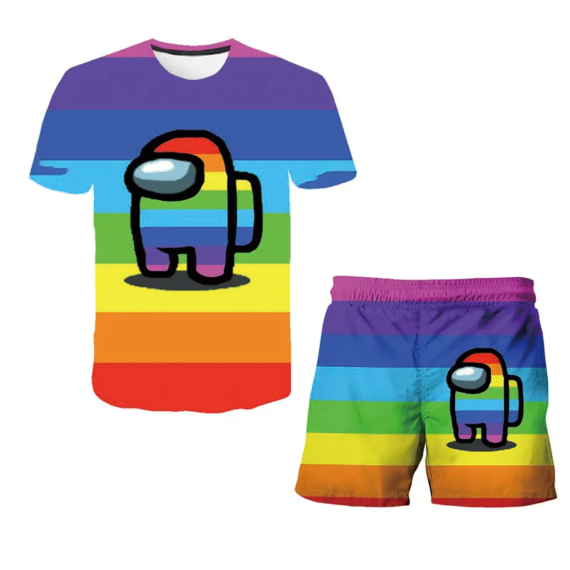 

Among US Boys Tshirt+Shorts Suits Children Clothing Sets Cartoon T Shirt Sports Short Pants Leisure Suit For Kids Under 14 Yrs