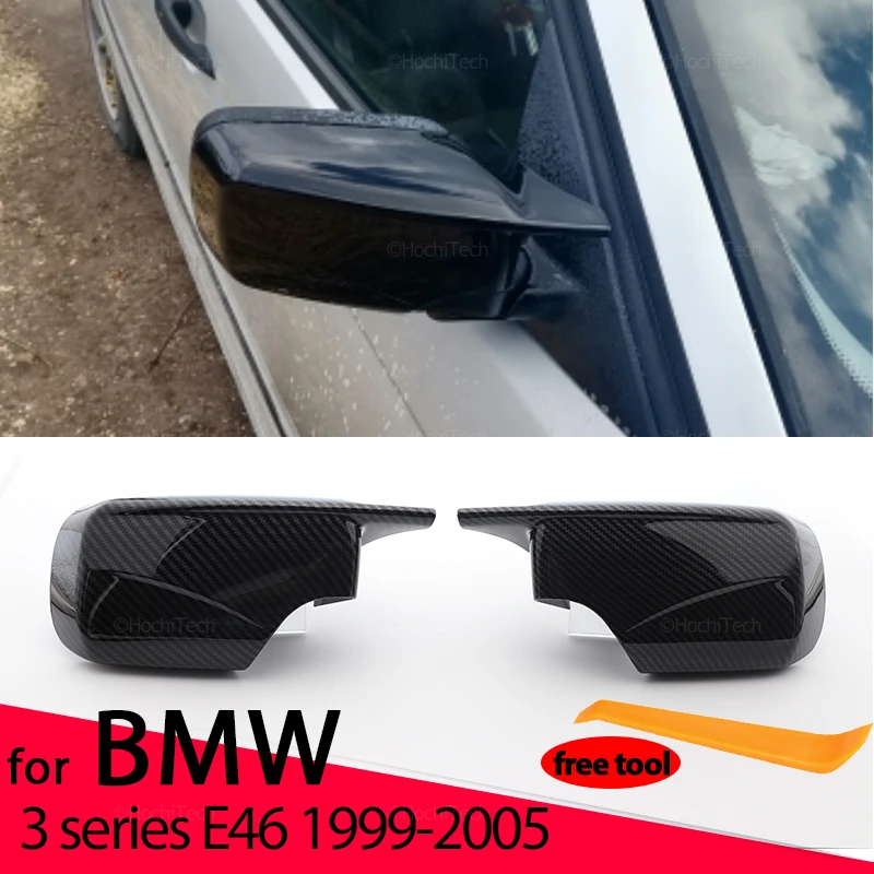 

2x Carbon Fiber Pattern Black Side Mirror cover Caps Replacement for BMW E46 318i 318d 320d 320i 325i 328i 330d 330i 1998-2005