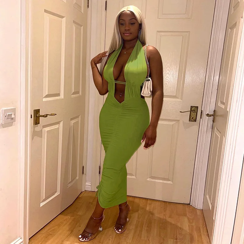 

Dresses for women 2022 Sexy Party Vacation Hollow Out Sleeveless Deep V Backless Dresses For Women Women Summer Beach Dress