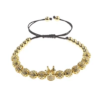 luxury handmade crown bracelet 2022 new micro pave cubic zirconia hollow flower beads charm bangles girls fashion jewelry