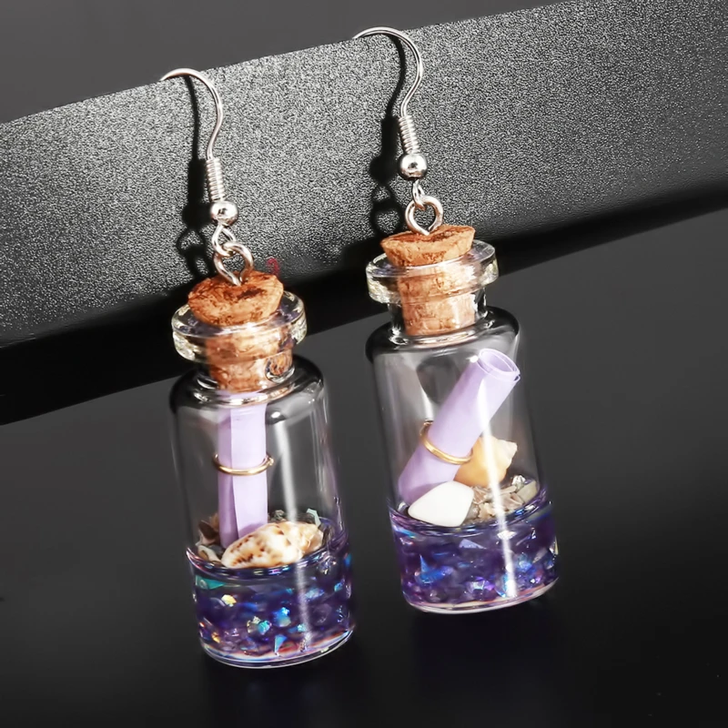 

Уникальные креативные серьги-подвески в виде чашки, висячие серьги на заказ в виде сообщения, стеклянной бутылки, новые Подвесные серьги, ювелирные изделия для девушек и женщин