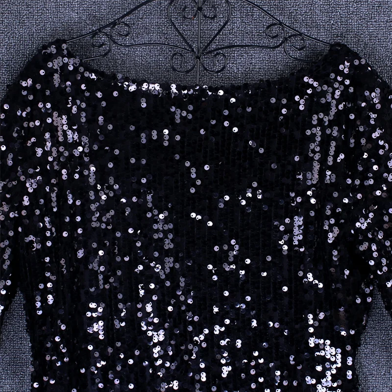 Женская футболка с блестками Повседневная Свободная Клубная коротким рукавом и