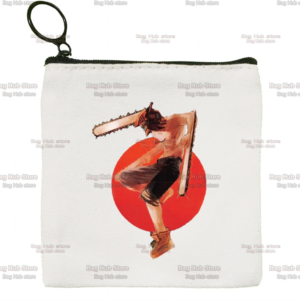 Chainsaw Man Small Purse Coin Purse Zipper Women's Canvas Cute Mini Coin Bag Earphone Storage Bag Coin Pouch