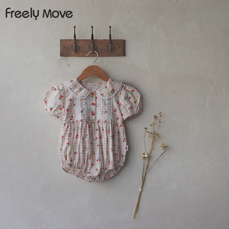 

Freely Move Baby Girls Floral Bodysuit Girl Jumpsuit Short Sleeve Clothes Bodysuit Sunsuit Baby Kids Outfit Newborn 2Pcs Set