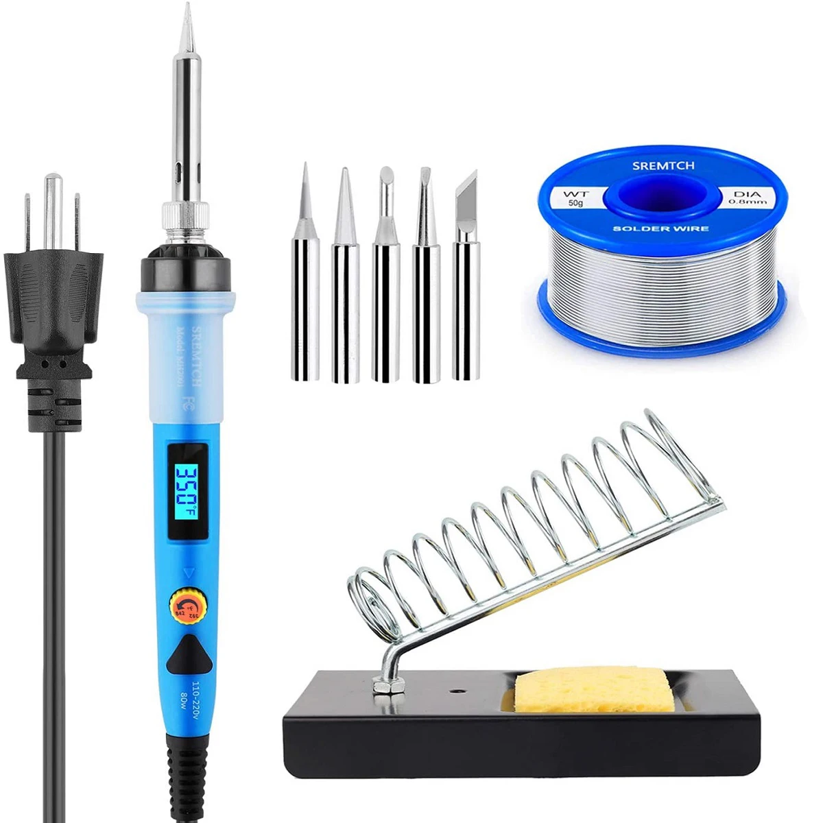 Upgrade 80W Electronic Soldering Iron Set Adjustable Temperature Fast Heating Welding Tools LCD Digital Solder Iron wire flux