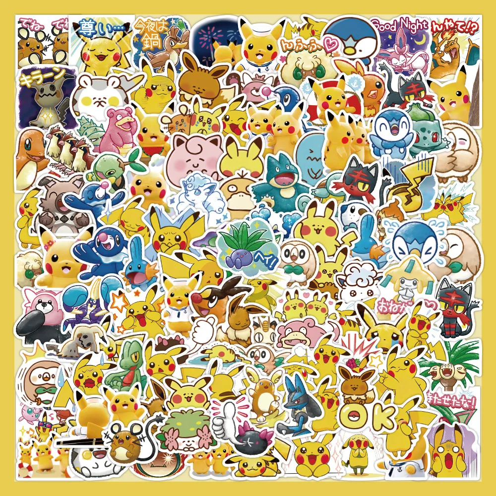 

60pcs Pokemons Pikachu Stickers for Luggage Skateboard Phone Laptop Moto Bicycle Wall Guitar DIY Waterproof Stickers Kawaii
