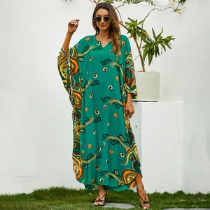 Abaya Dress Print Middle Eastern Dresses Elegant Robe Kaftan Abaya Dubai Turkey Casual Loose Holiday Maxi Dresses For Women 2022