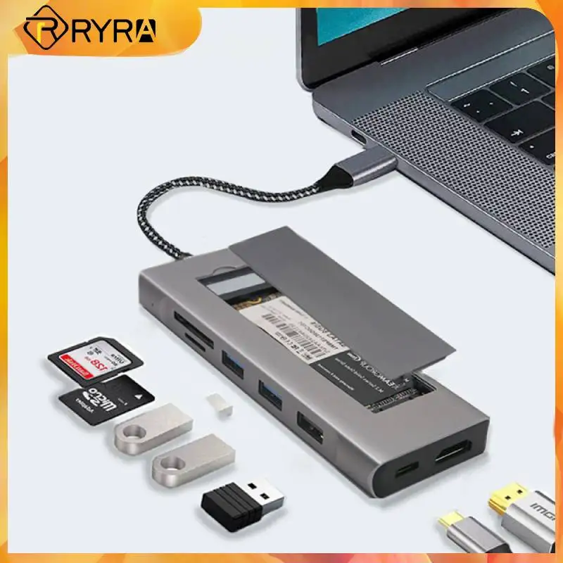 

RYRA Expansion Dock USB3.0 Hub Multi-port 8 Ports PC Laptop Docking Station High Speed Extender Compatible Splitter 4K Adapter