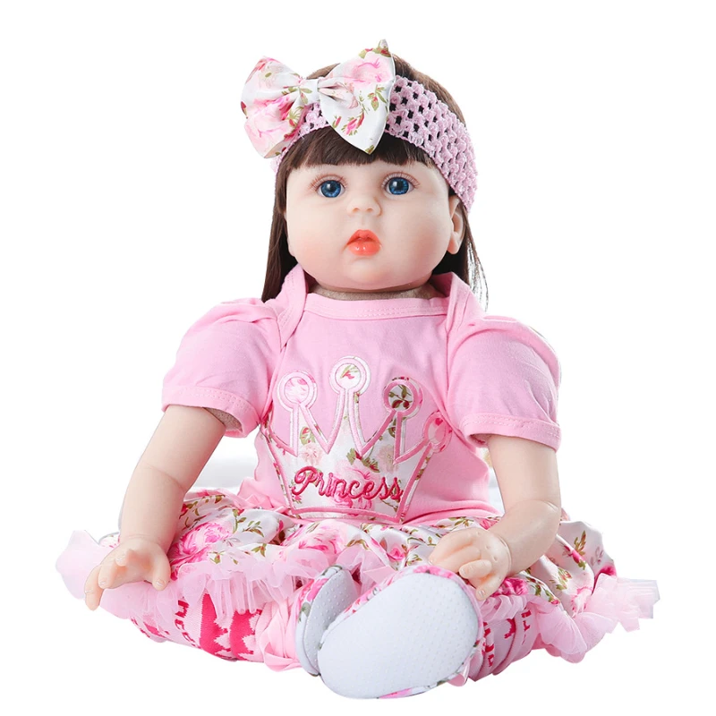 

Имитационная кукла-рождение эмалированная мягкая резиновая розовая Цветочная юбка женская кукла имитация детская игрушка 55 см