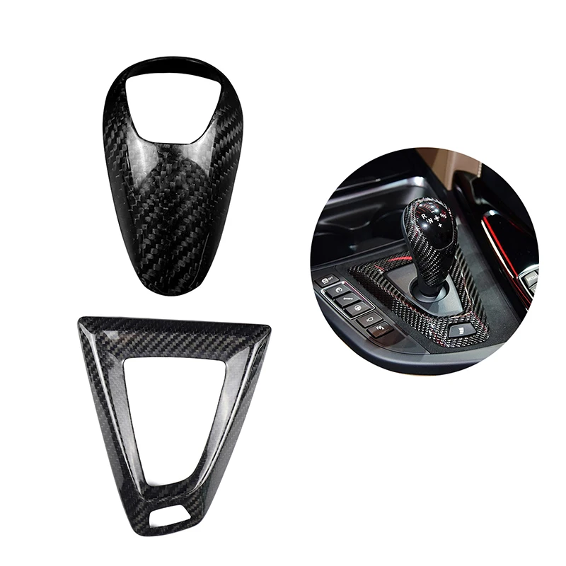 

1 Set Real Carbon Fiber Console Gearshift Knob Head Cover LHD Decorative Stickers Trim For BMW M Series F80 M3 F82 M4 2014-2018