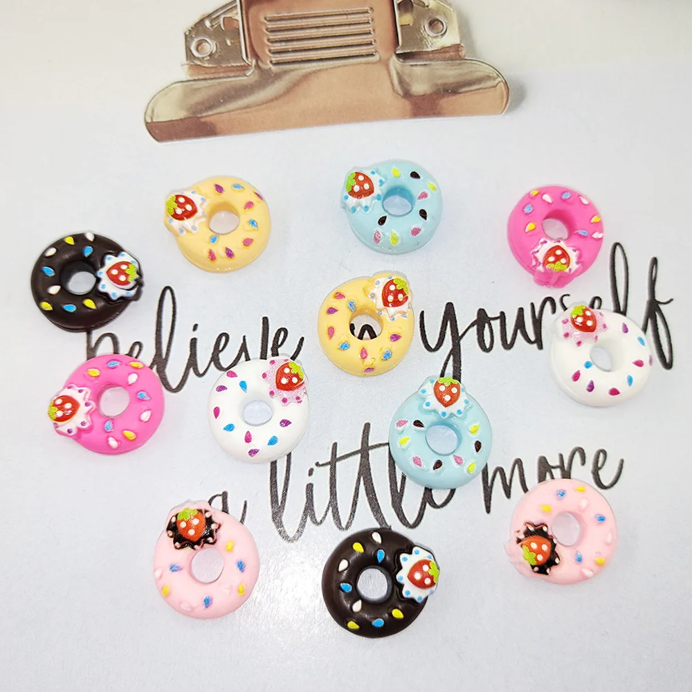 

10-50Pcs DIY accessories strawberry doughnut resin cream glue simulation food and play small production material hairpin jewelry