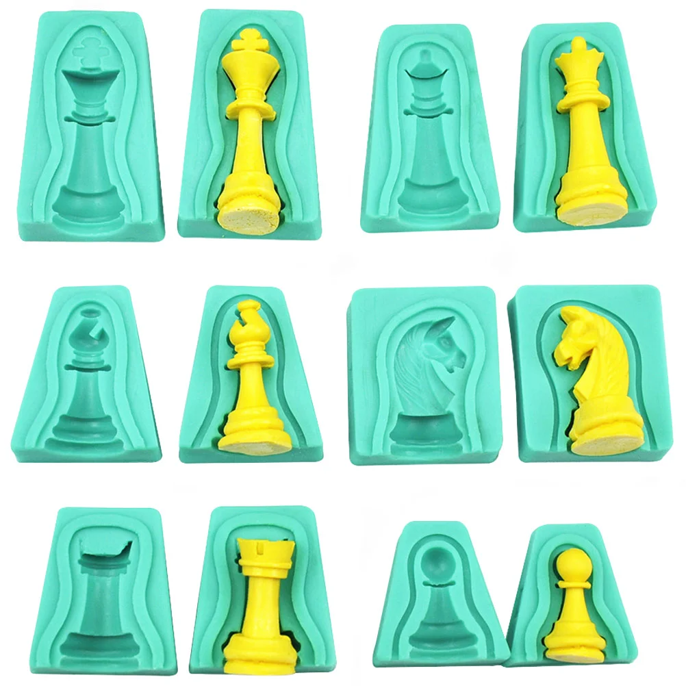 

12 Pcs Chess Mold 3D Chocolate Fondant Baking Resin Silicone Molds Mould Food Decor Cake Fudge