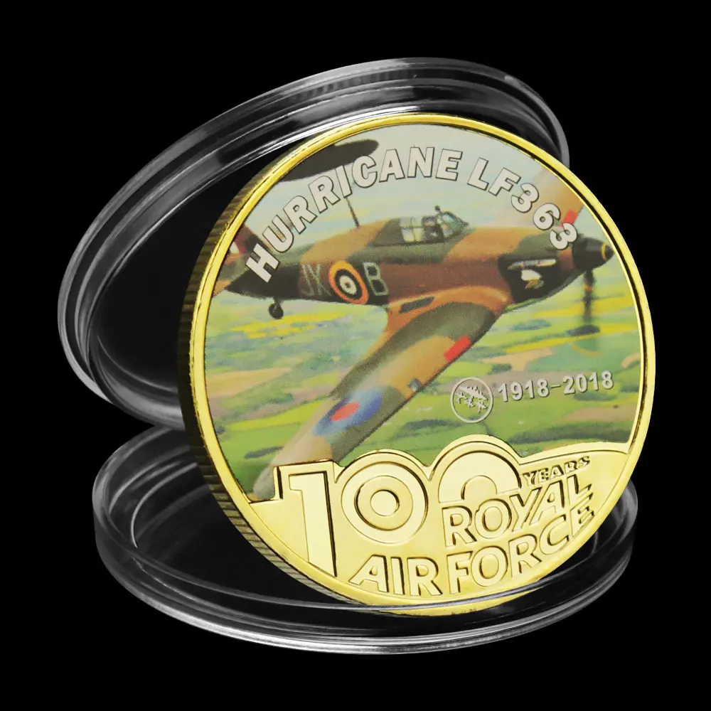 

Hurricane LF363 WWII Fighter Operated By RAF 100th Anniversary of Royal Air Force Gold Plated Commemorative Coins