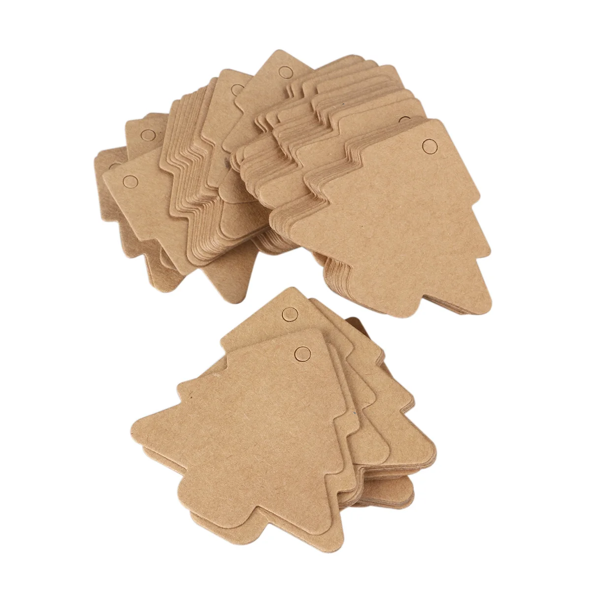 

100pcs Scalloped Kraft Paper Christmas Tree Gift Parcel Tags Label Luggage Paper Tags with 20M Rope (Brown)