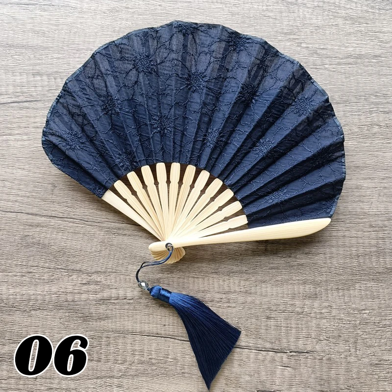 

Веер в форме ракушки в стиле ретро, ручной складной веер из шелковой ткани в японском стиле, Бамбуковая, с подвеской, свадебный реквизит для танцев