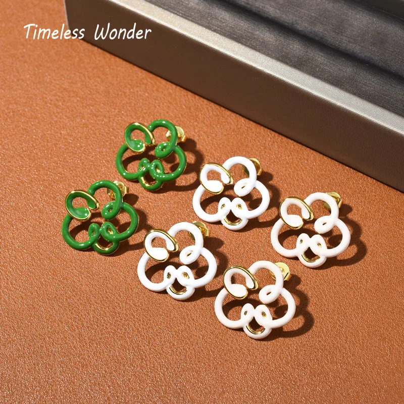 

Timeless Wonder Fancy Enamel Geo Floral Stud Earrings for Women Goth Designer Jewelry Party Ins Gift CELI Signed Egirl Mix 5344