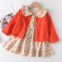 baby girl autumn suit girls western style top two piece set floral small coat cotton cardigan two piece set