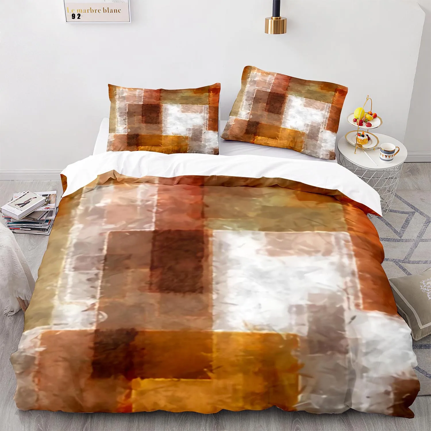 

Art Polyester Duvet Cover Set Modern Abstract Stripe Geometric Soft Bedding Set for Teens Blue Purple Black King Size Colorful