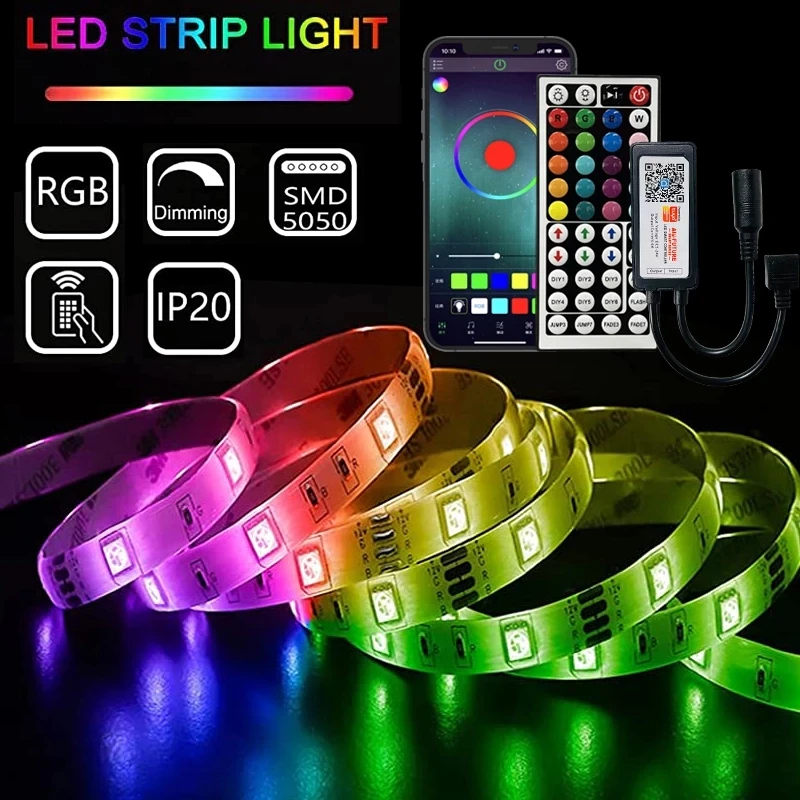 

12V Smart Bluetooth Control That Can Synchronized Led Strip Lights SMD RGB 5050 With Music Suitable for Room Wardrobe Decoration