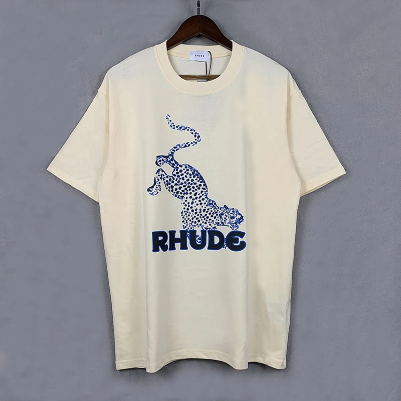 

RHUDE Oversize T Shirt Cotton Leopard Print Men's Women's Rhude Couple Top Tees