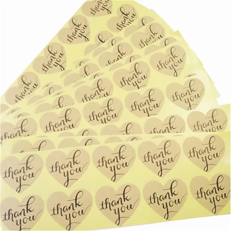 100 шт./лот Thank you Romatic Heart design крафт-бумага наклейка для изделий ручной работы сделай