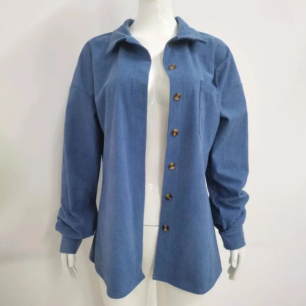 

Charming Loose Shirt Single-breasted Thin Autumn Shirt Autumn Pure Color Lady Shirt Coat