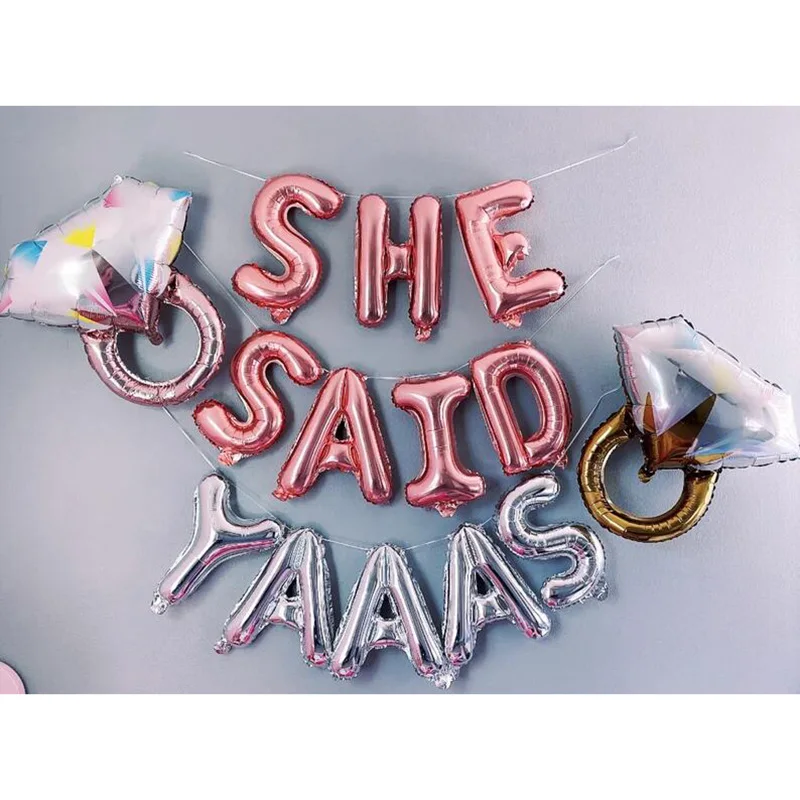 

She Said Yaaas balloons banner Engagement Bach Bachelorette hen party bridal shower bride to be Wedding Proposal decoration gift