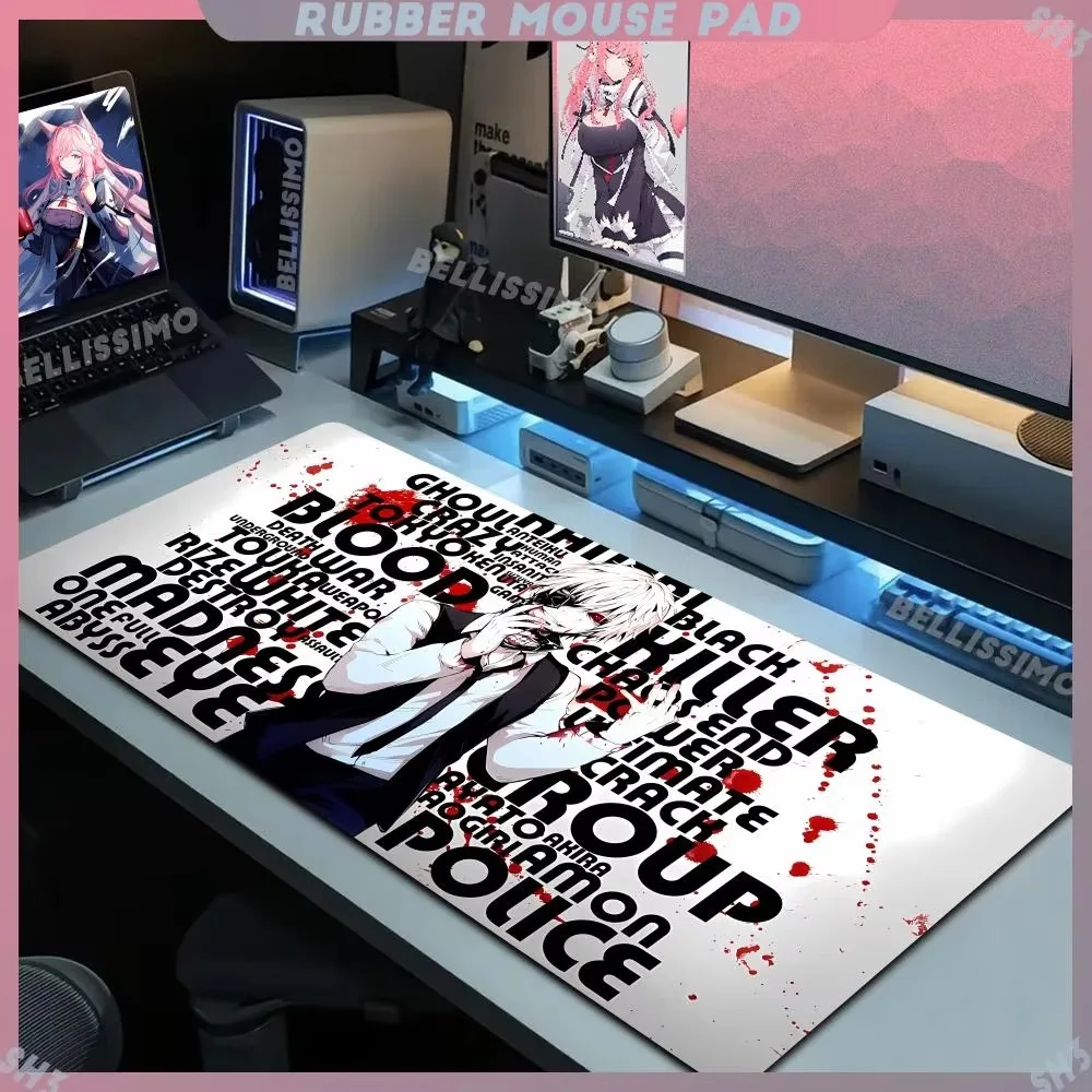 T_tokyo G_ghoul Aesthetic Anti-slip Rubber Mouse Pad Game Desk Accessories Cool Anime Durable Mat HD Printing Keyboard