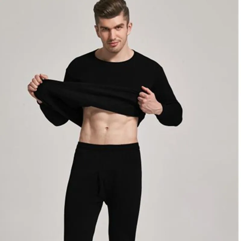 Large Size Thermal Underwear Set For Men Winter Thicken Thermo Underwear 2Pcs/set Long Sleeves Tops+ Pants Warm Thermal Clothing