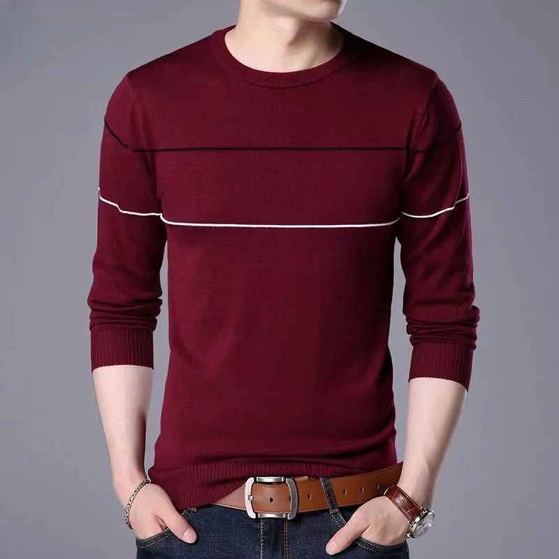 

Men's Autumn and Winter Luxury Design Round Neck Knitted Sweater Trend Knitwear Casual Comfortable Soft Pullover Men A267