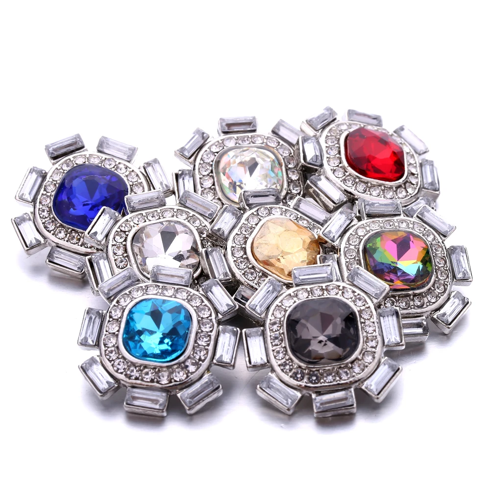 20pcs New Crystal  Flower 18mm Metal  Buttons Snap Bracelets Bangles Snaps Jewelry Making