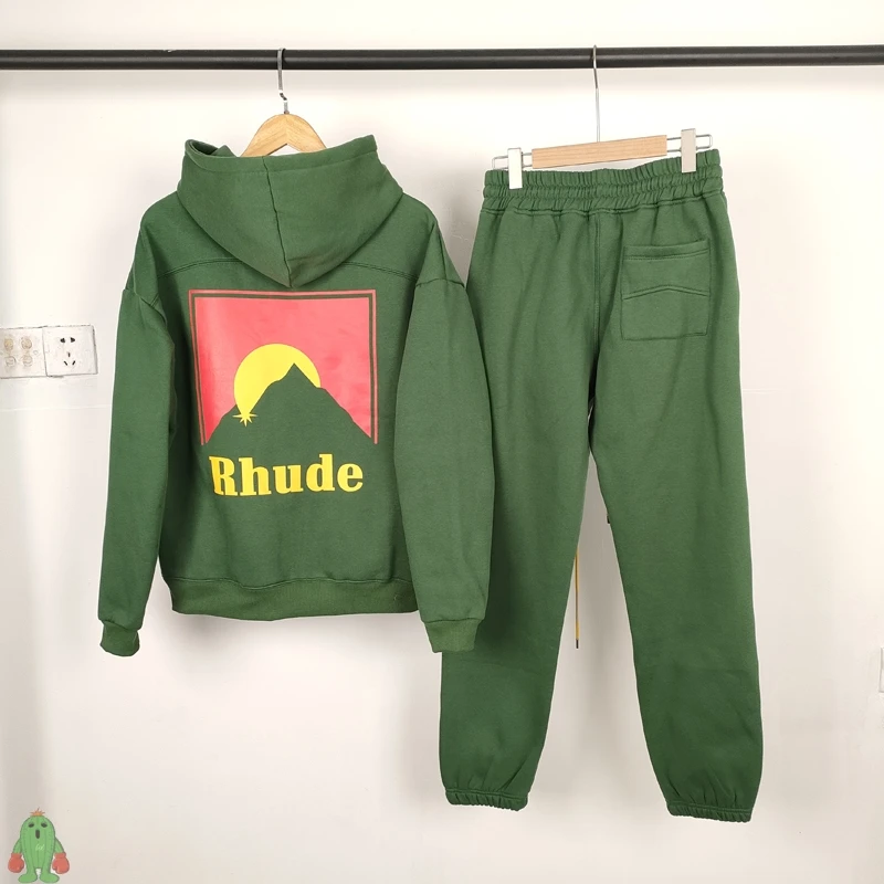 

RHUDE Fleece Hoodie Sweatshirt Set Men's Women's Tracksuit