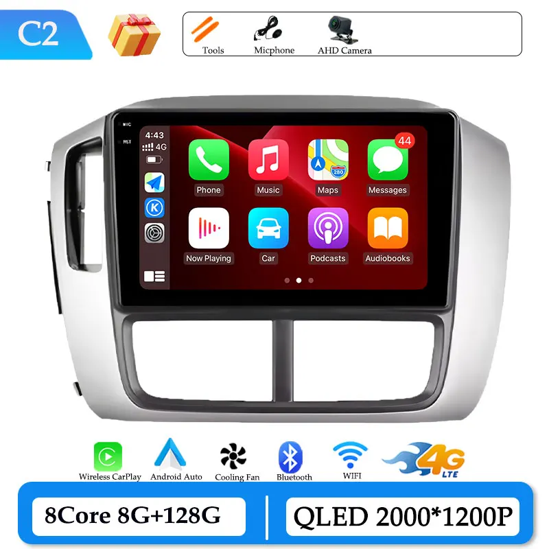 

Автомобильный радиоприемник, аудио-видео, мультимедийный плеер для Honda Pilot 1 2005-2008, GPS-навигация, беспроводной CarPlay DSP, стерео, разделенный экран BT