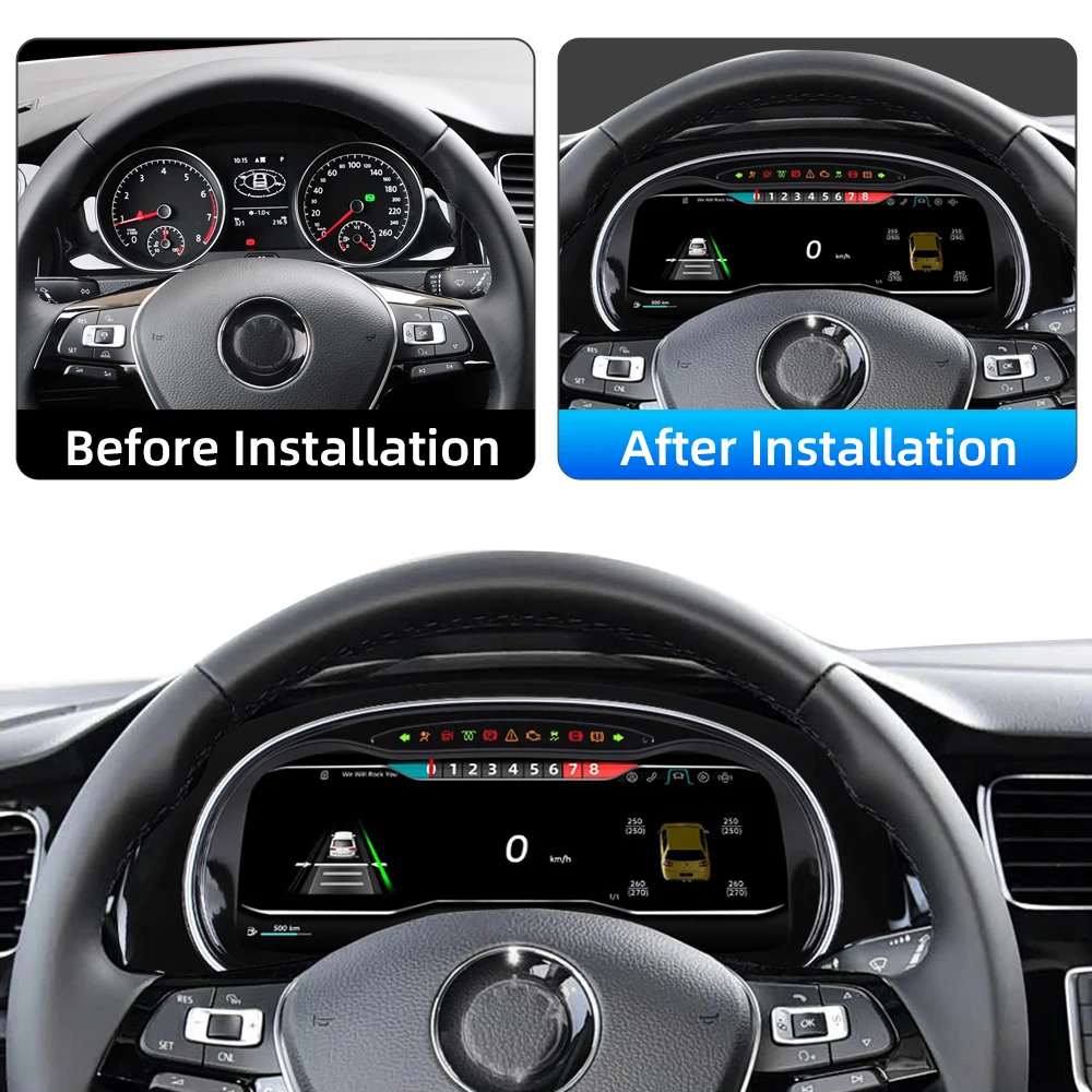 Фото Совместим с VW Golf 7 2014-2020, цифровая приборная панель LCD, виртуальная панель приборов, CarPlay, Android Auto, карты. №2