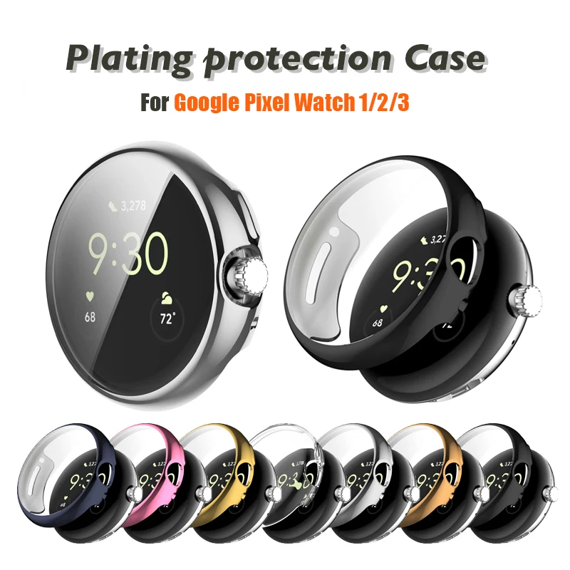 Фото Чехол класса с покрытием для Google Pixel Watch 3 2 1, закаленное стекло, защитная пленка для экрана с полным покрытием, чехол для умных часов Pixel Watch №1