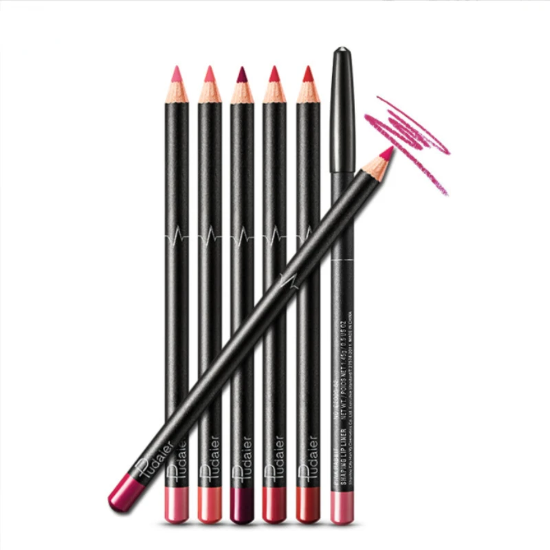 

6 pcs/Set Waterproof Pencil Lipstick Set Pen Matte Lip Liner Long Lasting Makeup Pens Easy to Wear Non-stick Cup карандаш для